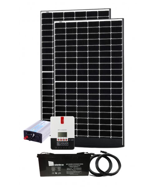 Solpanelspaket för stuga - 230V 300W 750Wp