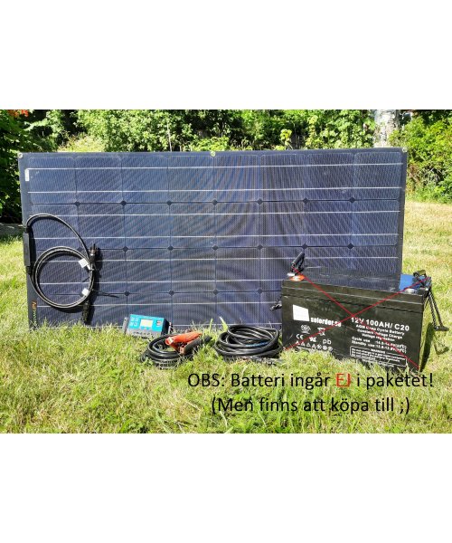 Paket med flexibel  solpanel 120W inkl regulator PWM