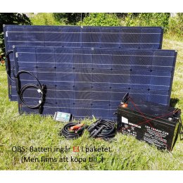 Paket med flexibel solpanel 2X120W inkl regulator PWM