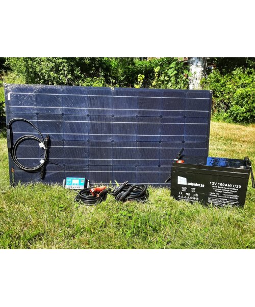 Kabelkit med regulator 20A och krokodilklämmor till solpanel 2x>150W