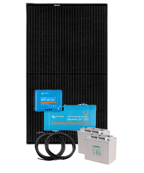 Solpaket proffs 500W 230V - för aktiv användning och lång livslängd - inkl batteri, regulator, växelriktare