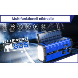 Nödradio, vevradio med AM/FM, batteri 5000mAh, LED-ljus