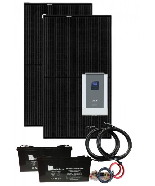 Solpanelspaket för stuga - Kombi 1000W/12V-230V Solpanelspaket för stuga - Kombi 1000W/12V-230V