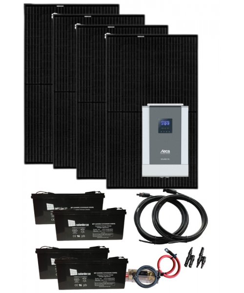 Solpanelspaket för stuga - Kombi 2400W/24V-230V Solpanelspaket för stuga - Kombi 2400W/24V-230V